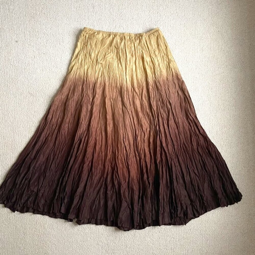 Karen Kane silk crinkle skirt M in brown/gold/bronze